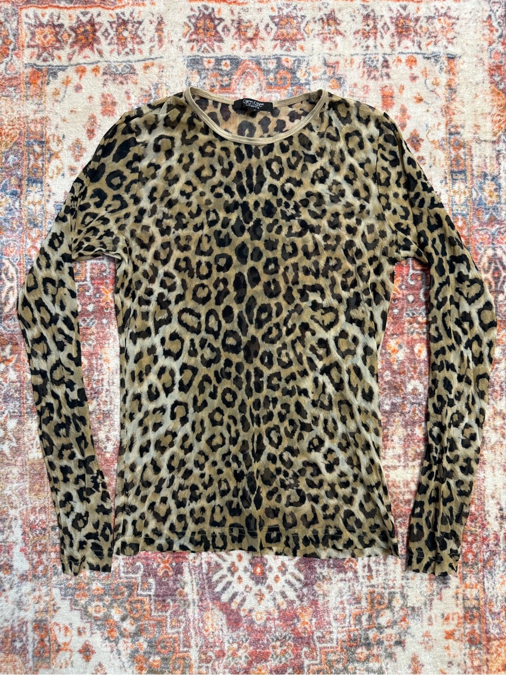 Leopard Print Long Sleeve Top - Tan & Black
